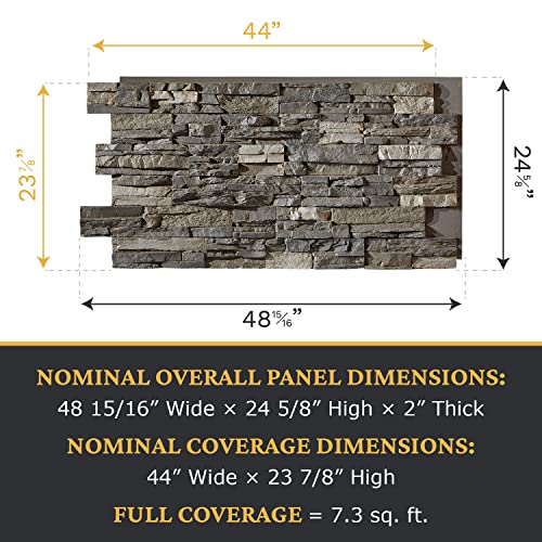 AZ Faux High-Density Polyurethane Faux Stone Wall Covering Panels for Interior and Exterior Decor | Stacked Stone Siding Panel| Sedona | 48" L x 24" H x 2" D | 1-Pack | Warm Pewter - Thumbnail 3