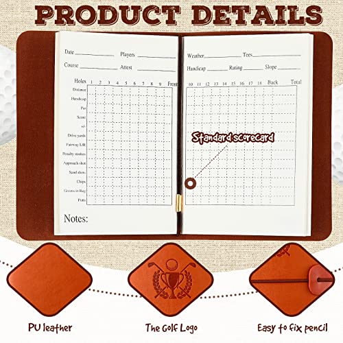 Yexiya Golf Scorecard Book With Golf Pencil Leather Golf Journal Golf Notebook Golf Log Book Pocket Golf Score Book Golf Gifts For Men Golfers, Sports And Outdoor Golf Club Accessories (Light Brown) #TOP2