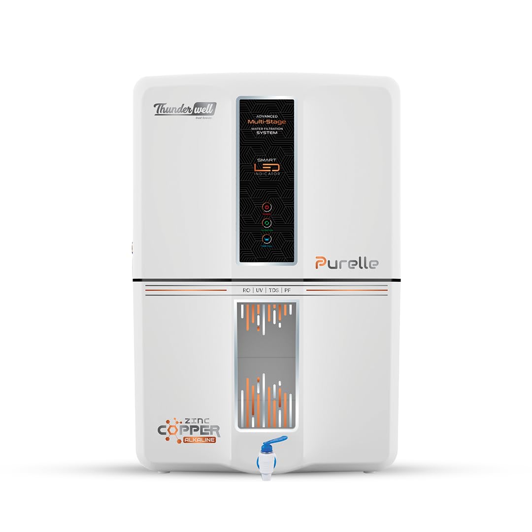 Thunderwell® PURELLE RO UV UF Water Purifier for Home | Zinc Copper Alkaline | TDS Controller | 12L Storage Tank | White-image-48