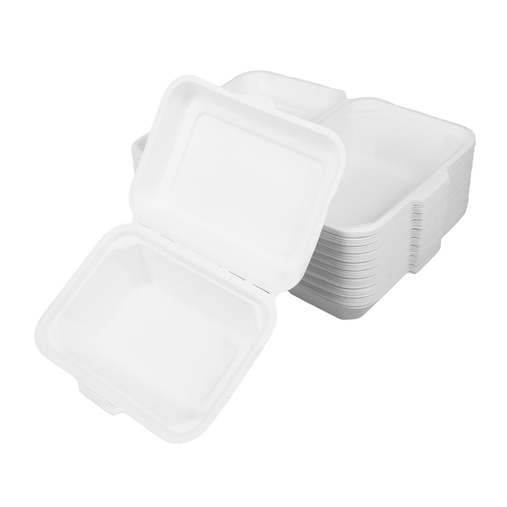 HANABASS Scatole per 50 Pezzi in Carta Bianca da 600ml Chiusura Facile da Trasporto per Takeaway e Confezioni Dolci