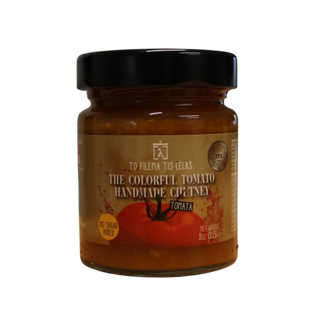 To Filema Tis Lelas Handmade Tomato Chutney – The Colourful Tomato (2 x 225g, 450g) | Greek Artisan Fruit & Vegetable Chutney | Vegan, Gluten Free, No Preservatives | Gourmet Condiment