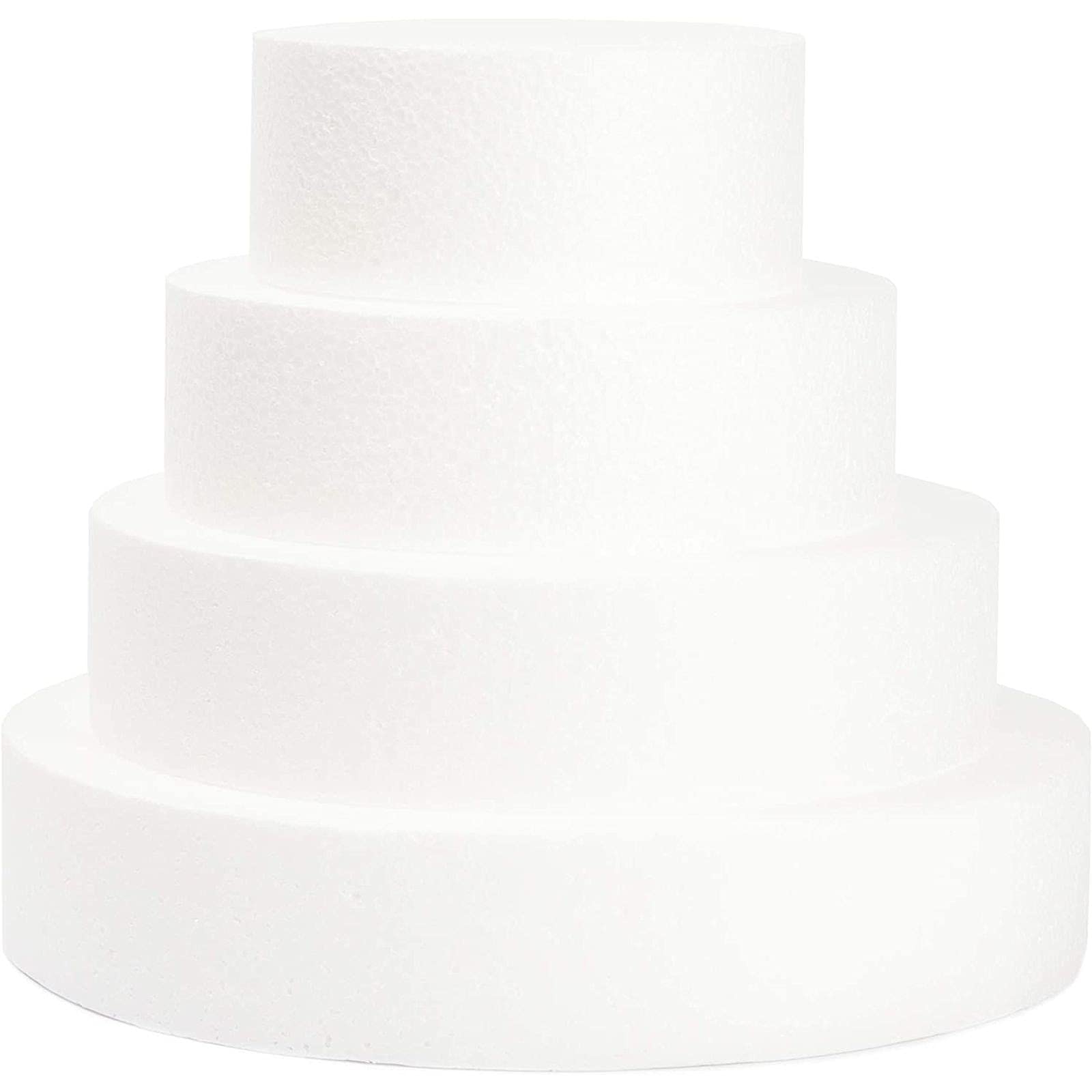 Bright Creations Foam Cake Dummy for Decorating and Wedding Display (4 Sizes, Round, White, 4 Pack)