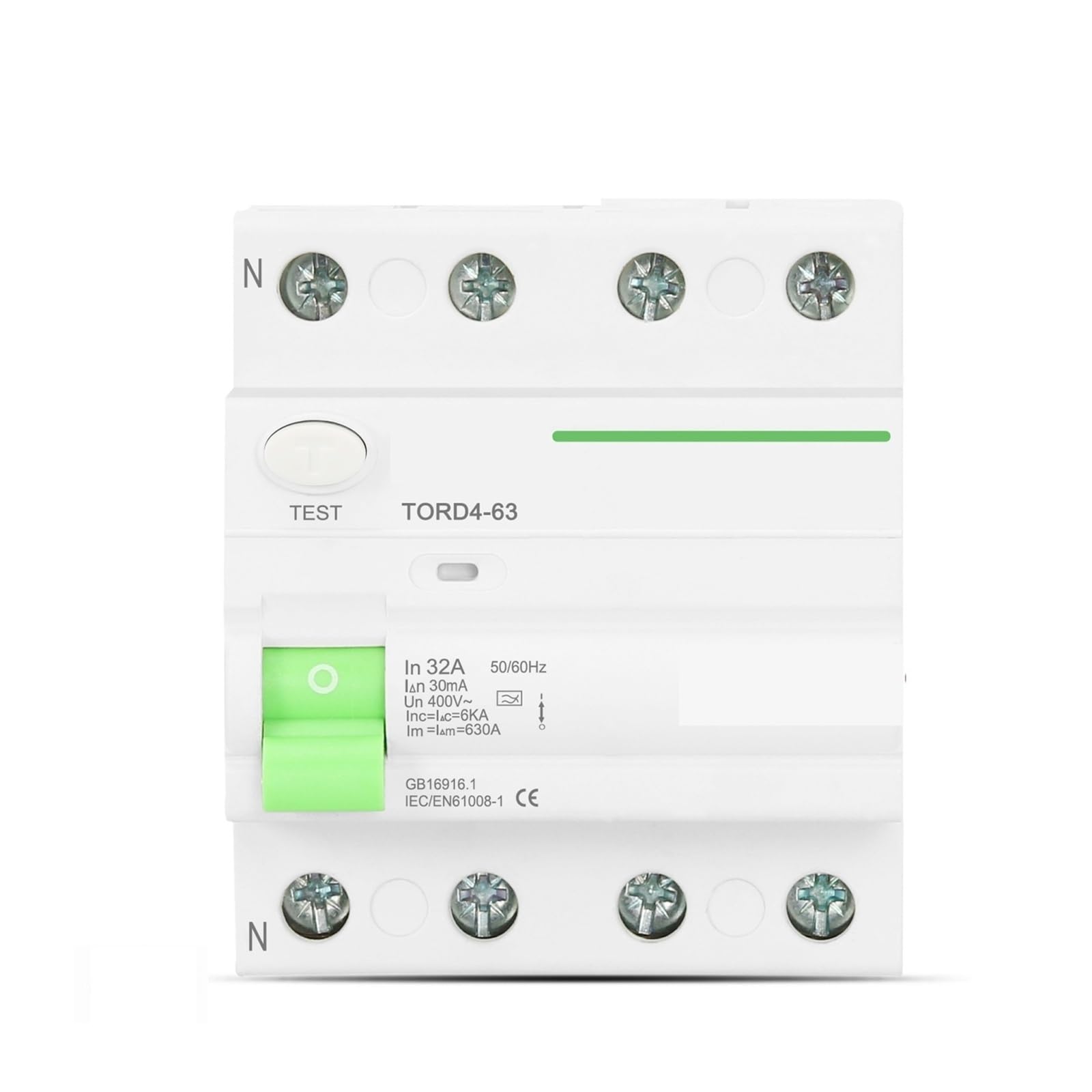 Interruptor diferencial electromagnético de 63A y 4 polos con corte de 6KA 3