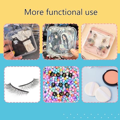 Image of Press On Nail Storage Boxes, 36 PCS Clear Plastic Organizer 3 inch x 3 inch with Adhesive Tabs for Nail Display, Artificial Nails, Jewelry and Small Crafts