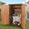 GUTINNEEN 4.6x2.42FT Sheds & Outdoor Storage Shed with All Around Metal Frame,Wooden Tool House with Adjustable Shelfs, Garden Tool Shes for Backyard Garden Patio Lawn, Brown