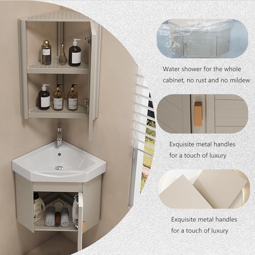 Lavabo triangular de pared para inodoros pequeños y armarios de tocador compactos 5
