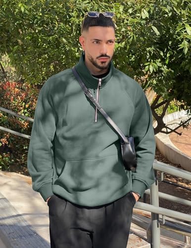 JMIERR Men's 2025 Quarter Zip Pullover Sweatshirts Casual Fleece Cotton Sweater Fall Winter Warm Mock Neck with Pockets2