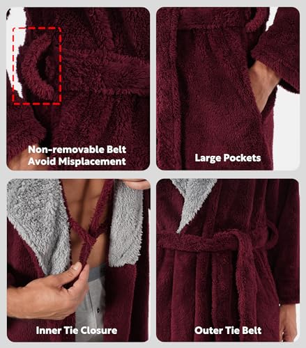 Image of DAVID ARCHY Men's Soft Fleece Plush Robe Full Length Long Bathrobe