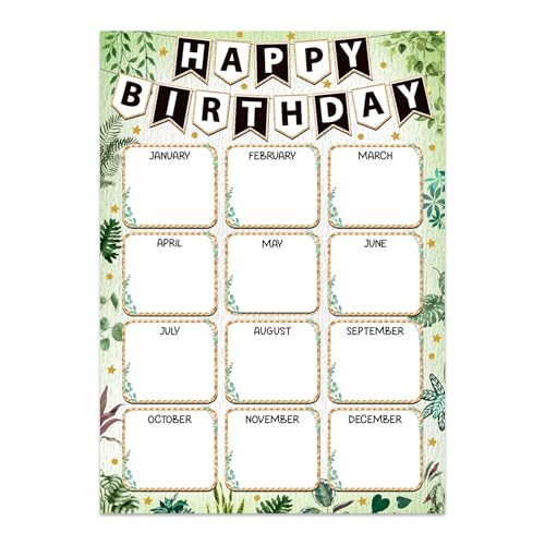 Image of GMEMNOV Birthday Chart for Classroom - Birthday Poster Chart Reusable Laminated Classroom Happy Birth Day Poster Bulletin Board Decorations Back to School Teacher Supplies