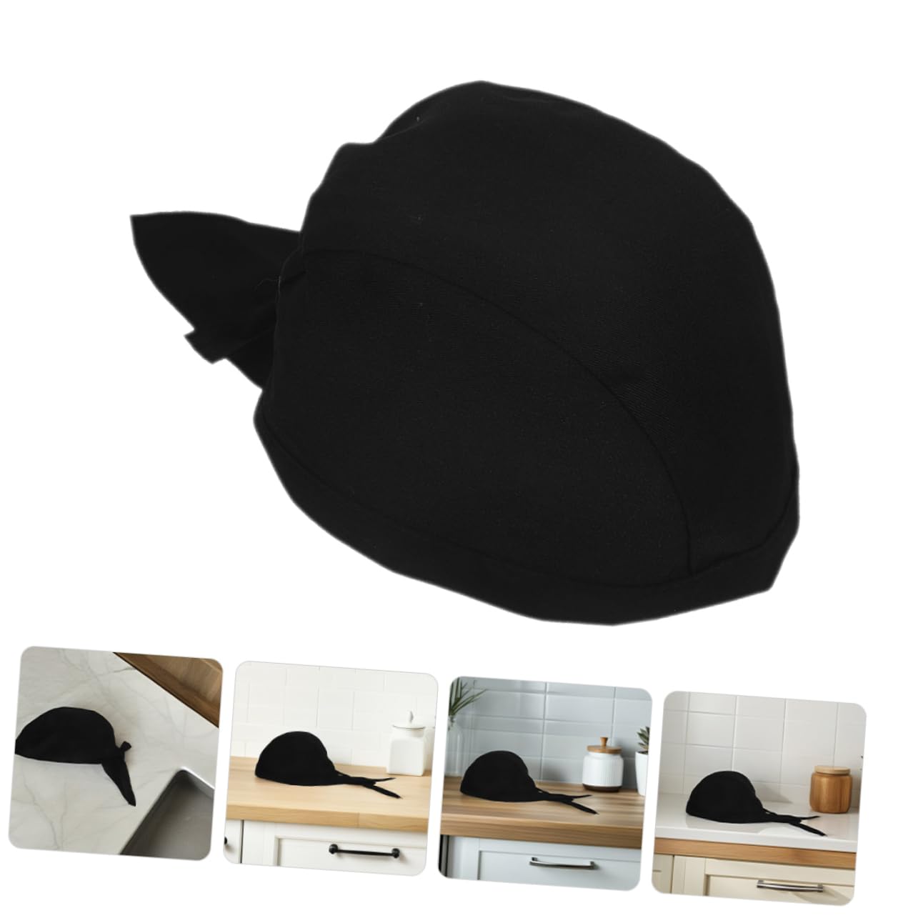 Gorro de Chef de Cocina Negro 12 Piezas de Algodón para Restaurante