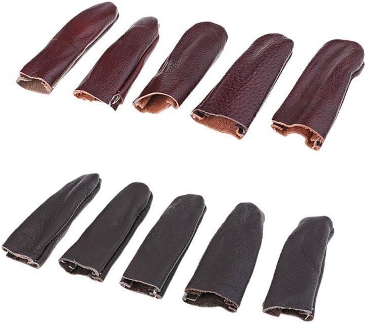 Driak 1Set(10pcs) Leather Thimble Finger Protectors Leather Finger Cots for Hand Craft DIY(Random Color)