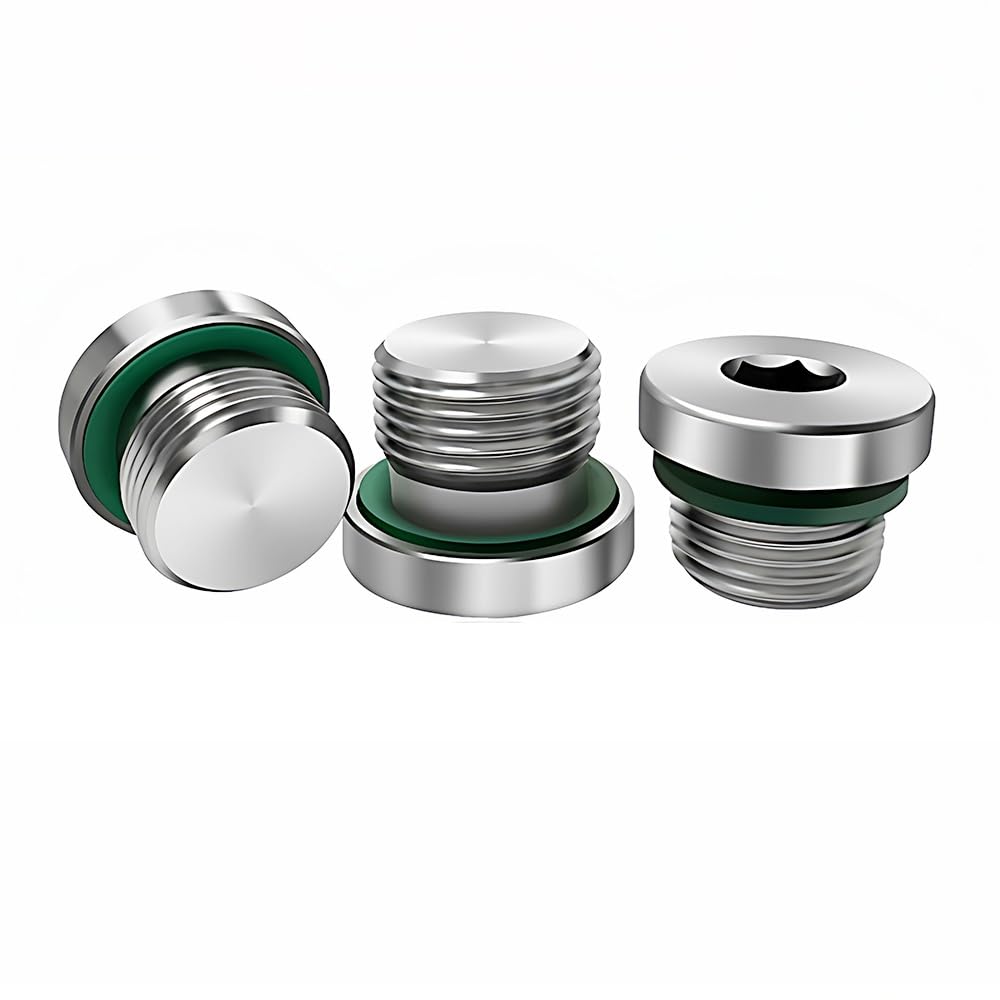 2 Tapones Hexagonales BSPP Inoxidables, Junta Fluor ED Integrada, Múltiples Tamaños Para Maquinaria Bricolaje(G2)
