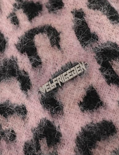 Image of Aelfric Eden Leopard Print Cardigan Sweaters for Women Oversized Cheetah Y2k Crewneck Button Down Long Sleeve Cardigans