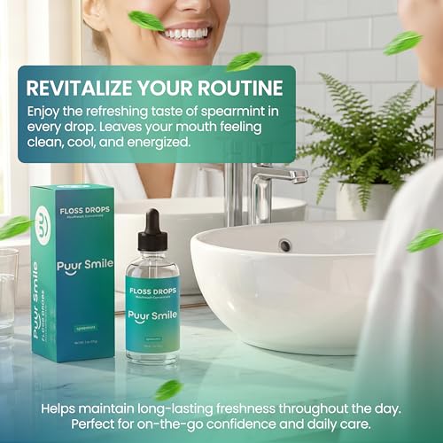 Puur Smile Concentrated Floss Drop Serum – 2oz Concentrated Mouth Wash to Use in Water Flosser | Natural Essentials Promotes Good Breath | Organic Spearmint Drop Supports Good Oral Health Detail