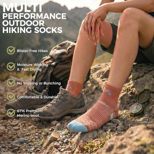 Image of innotree Merino Wool Hiking Socks for Women Quarter Ankle Crew Thermal Cushion Moisture Wicking Socks,5 Pairs