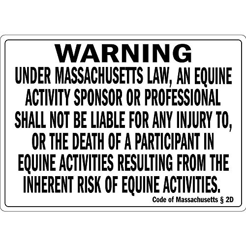 Lilyanaen New Metal Sign Aluminum Sign Warning Under Massachusetts Law an Equine Activity Room Plaque Sign for Outdoor & Indoor 8"x12"
