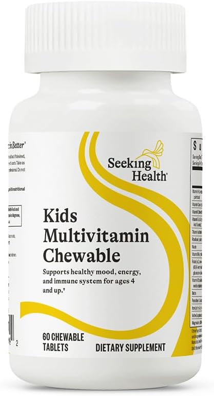 Seeking Health Kids Multivitamin Chewable, Formulated for Children’s Health, with L-5-MTHF L-Methylfolate, B12, Riboflavin, Vitamin A, Vegetarian (60 Chewable Tablets)