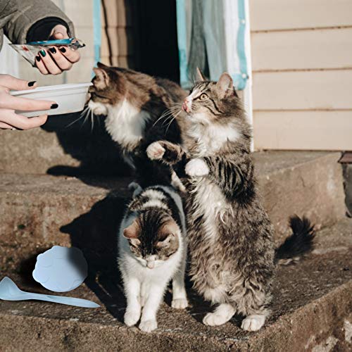Tampa de lata para gatos de estimação, colher de alimentação com tampa vedante universal (tampa azul
