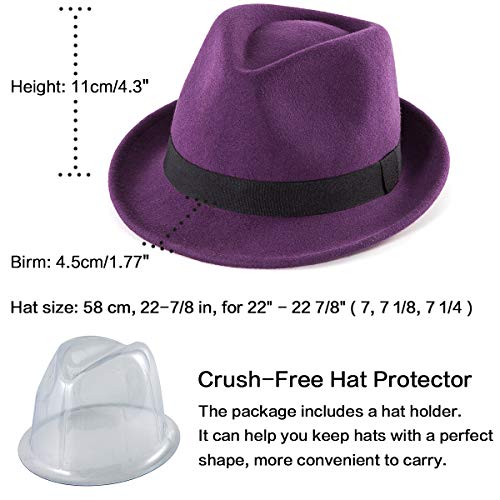 Image of LADYBRO Straw Trilby Fedora Hat for Men Women 1920s Wool Felt Panama 7 1 /4