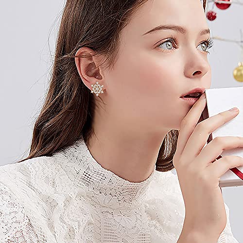 EVER FAITH 925 Sterling Silver Cubic Zirconia Winter Snowflake Flower Elegant Stud Earrings4