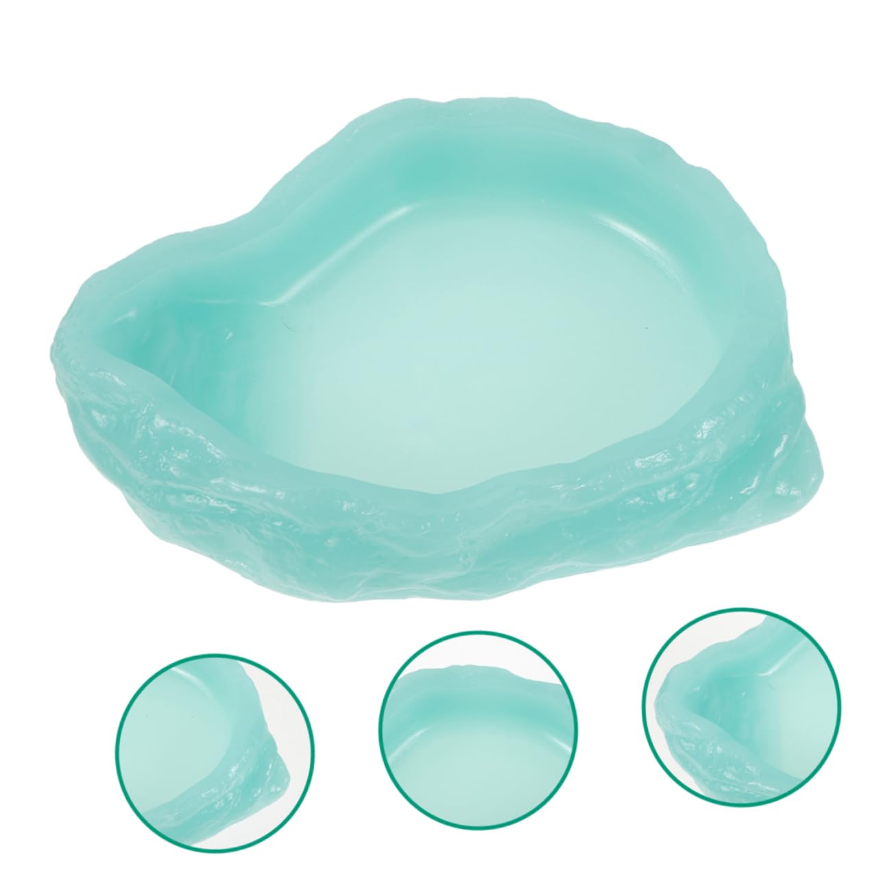 Ciotola Acqua Rettili Luminosa 2 Pezzi in Resina Verde Chiaro | Antiscivolo, per Cibo o Liquidi, Uso Terrario, Finitura Glow in The Dark