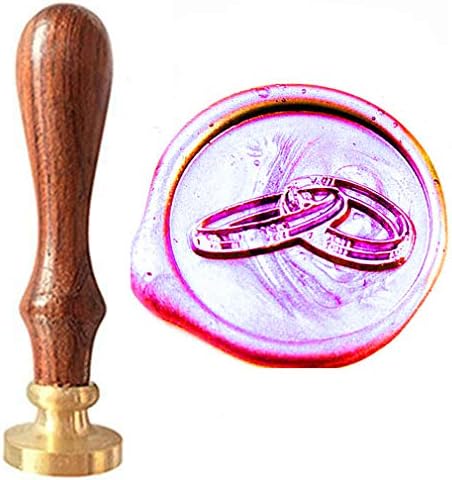 MNYR Vintage Wedding Rings Wax Seal Sealing Stamp Kit with Rosewood Handle - Ideal for Decorating Gift Packing, Envelopes, Parcels, Cards, Letetrs, Wedding Invitations Seal Stamp