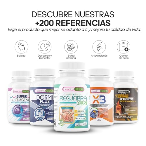 Healthy Fusion Prebiótico con Aloe Vera e Inulina | 10 Mil Millones Ufc | Regula el tránsito intestinal y mejora la digestión | Efecto détox | Previene el estreñimiento | 60 Comprimidos
