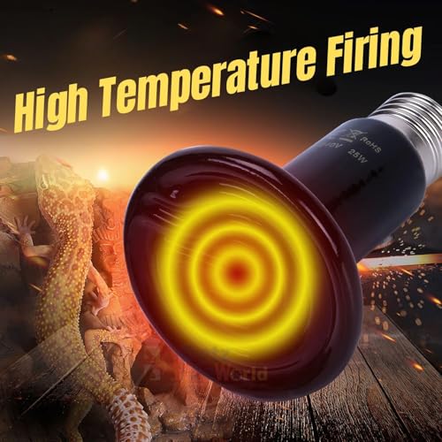 Image of VAYINATO Reptile Ceramic Heat Emitter Lamp | No-Light Heating Bulb for Lizards, Snakes, Tortoises | Long-Lasting Heat Source for Terrariums & Vivariums | Silent & Safe (Black) (100W)