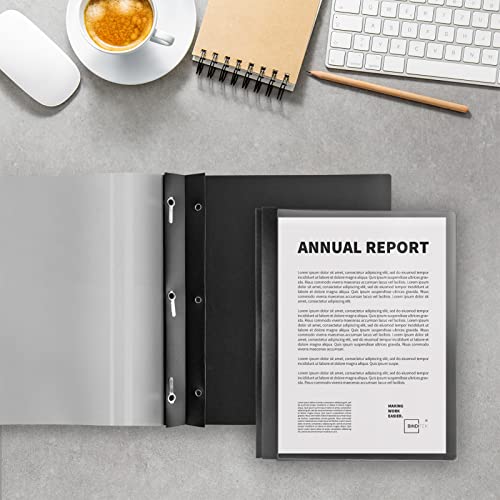 Image of Report Covers with 3 Prongs, 100-Sheet Capacity, Black and Navy, 48 Pack | Clear Front Plastic Folders, for Letter Size, 3-Prong Fasteners, Perfect for Resumes, Proposals & Professional Presentations