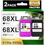 PACITEK 68 Ink Cartridges Black Color Combo Pack Replacement for HP Ink 68 68XL 68e Compatible with Envy 6155e 6555e 6100e 6500e 6500 6520e 6152e 6158e Printers, 1 Black 1 Tri-Color (2-Pack)