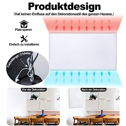 HENGMEI Infraroodverwarming 800 W met thermostaat GS TÜV keurmerk, wandverwarming, elektrische verwarming, wand… - Image 5