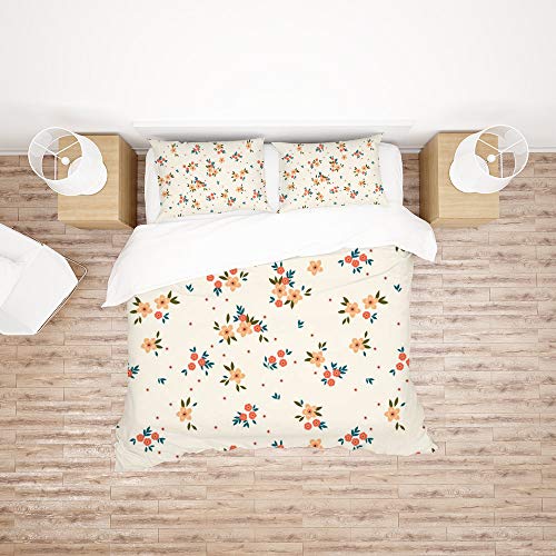 Housse de couette fleur orange et taie d'oreiller ultra doux CHEHONG