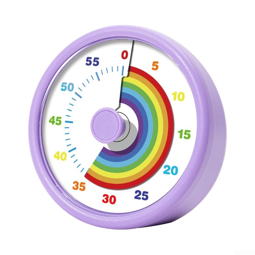Honseadek Timer visivo per bambini orologio di apprendimento 60 minuti timer conto alla rovescia con design cerchio arcobaleno 3 impostazioni del volume per aula studio ufficio gestione del tempo
