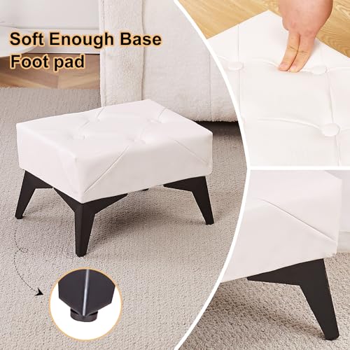 Cpintltr-Small-Footstool-Ottoman-Leather-Soft-Footrest-Ottoman-with-Iron-Legs-Rectangle-Foot-Stools-with-Non-Slip-Pads-Step-Stool-Sofa-Footrest-for-Living-Room-Entryway-Bedroom-White Cpintltr Small Footstool Ottoman Leather Soft Footrest Ottoman with Iron Legs Rectangle Foot Stools with Non Slip Pads Step Stool Sofa Footrest for Living Room Entryway Bedroom White