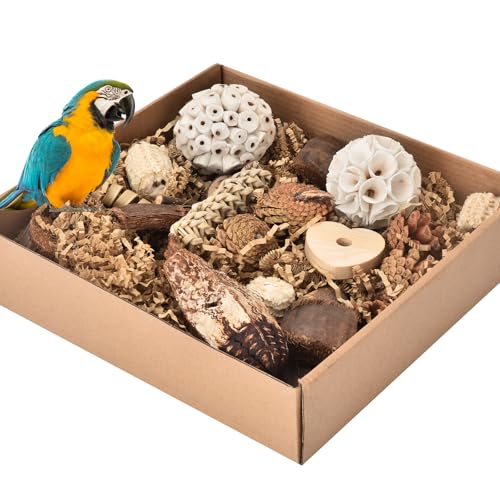 Natural Bird Toy Foraging Parrot Shredding Toys Box, Bird Chew Foraging Toys for Parrots, Conures, Budgies, Lovebirds, Small to Medium Birds(Nature Color) - image 8