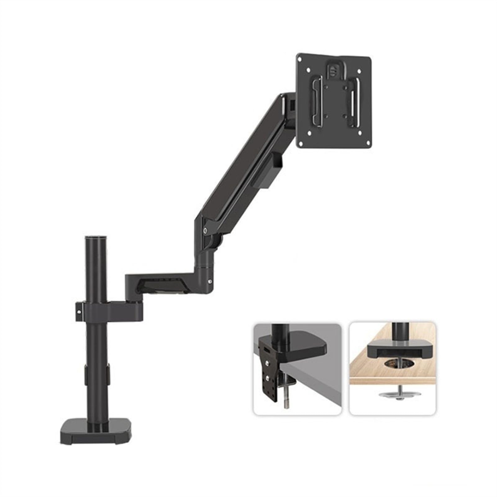 Aioneer Monitor Arm Single Monitor Mount Arm For Most 14-32 Inch Screens, Holds Up To 19.8 Lbs, Full Motion Gas Spring Monitor Desk Mount With C-Clamp & Grommet Base Monitor Moun