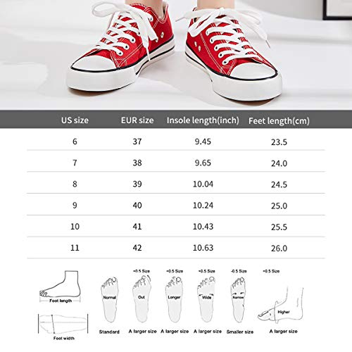 White Sneakers For Women Low Top Canvas Shoes Womens Canvas Sneakers Women's Fashion Sneakers Slip On Casual Tennis Shoes（Red.us11） #TOP7