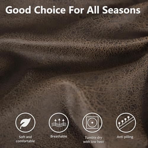 Image of molasofa Recliner Chair Cover Small Size - 4 Piece Leather Like Extra Small Recliner Chair Cover Stretch Recliner Slipcover for Lazy Boy Wide Recliner Chair Washable (Brown)