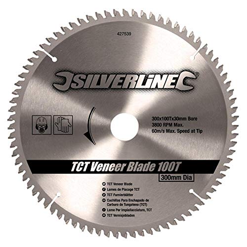 Silverline 427539 - Disco de TCT para madera contrachapada, 100 dientes (300 x 30 - anillos de 25, 20 y 16 mm)