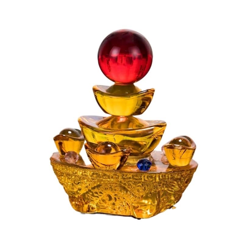 Golden Yellow Ingots Fortune Tree Lucky Tree Ornaments Glass Craft Car Ornaments Auto Interior Decorations Ornament Accessories (Size : Style2)