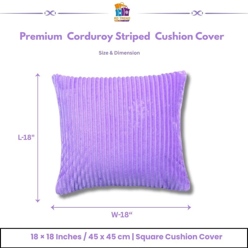 Image of RD TREND Cushion Cover Set of 5, Decorative Sofa Living Room Home Square Cushion Covers 18 Inch x 18 Inch, Aesthetic Corduroy Striped Double Sided (Lavender, 18 x 18 Inch (Pack of 5)
