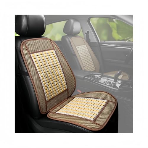 Qztuory 車 シートカバー 夏用 竹製クールマット 通気性 接触冷感 蒸れない カークッション 汗対策 背もたれ付き 涼しい 滑り止め 抗菌防臭 車 冷感座布団 クールシート 運転席 助手席 暑さ対策 快適運転 (ベージュ,スタンダード)