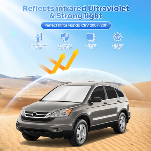 Image of Canvcle Window Shades for Honda CRV 2007-2011 CR-V Accessories Windshield Sun Shade Side Rear Window Covers Sunshade Sun Visor Shield Privacy Protection for Camping Keep Vehicle Cool Black 8PCS