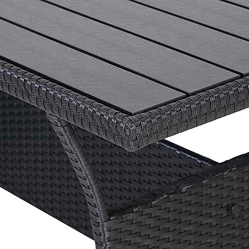 Casaria Polyrattan Ecklounge WPC Esstisch Eckbank 2 Hocker 1 Sessel 15cm Kissen 7cm Auflagen Wetterfest Outdoor Garten… – Bild 5