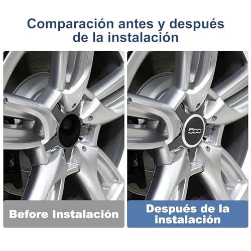 FIAT 500 Radkappe Aus Hochwertigem ABS, Radnabenabdeckung Facelift Upgrade Zubehör 68078419ac für Felgenabdeckung (4 Stück FIAT 500 Weißer Rand Weißer Text)