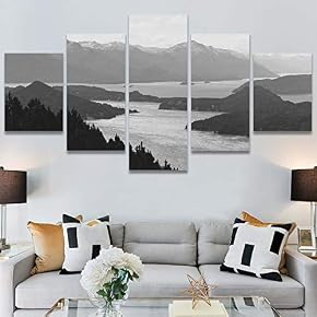 SIGNWIN 5 Panel Canvas Wall Art Dramatic Forest...