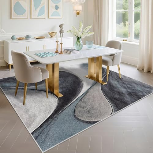 Tapis de chambre 120x200cm gris noir abstrait pour salon