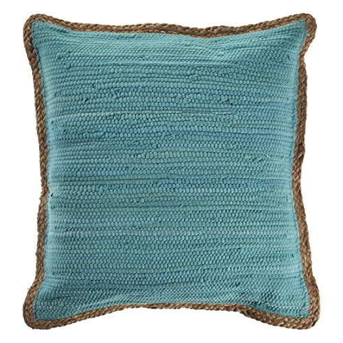 LR Home Blue Turquoise Bordered Throw Pillow, 20" x 20"
