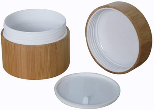 Miniatura 2 de 2 tarros de cosméticos vacíos recargables de 0.5 fl oz0.5 oz con carcasa de bambú y forro para crema facial, cajas de latas, contenedores