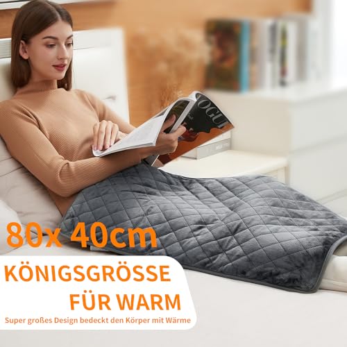 Heizkissen mit Abschaltautomatik, 80 x 40cm Wärmekissen mit 6 Temperaturstufen, Extra großes elektrisches Heizkissen für Rücken, Nacken, Schulter, Bauch und Knie, Maschinenwaschbar